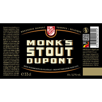 5410702001314 Monk's Stout Dupont - 33cl Bière  refermentée en bouteille Sticker Front
